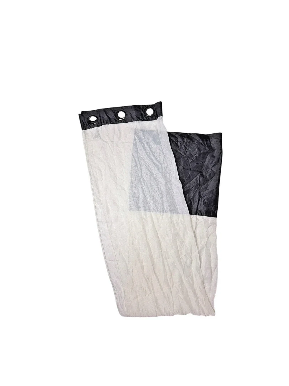 Pair Duck River Black White Border Curtains Panels 82 Long Sheer Faux Silk 2